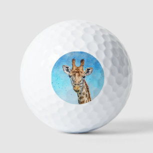 Curious Giraffe with Blue Confetti Sky Golf Balls