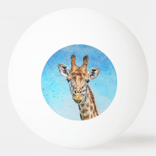 Curious Giraffe with Blue Confetti Sky Ping Pong Ball