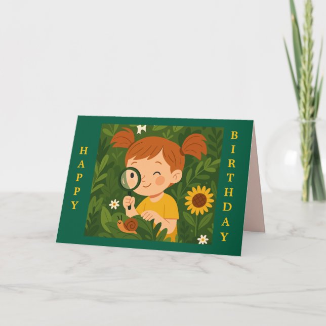 CURIOUS GIRL BIRTHDAY CARD (Front)