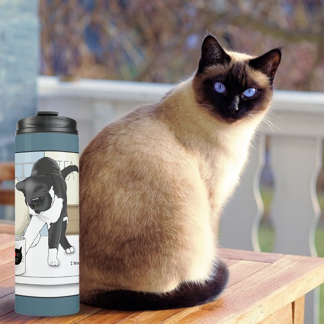 Curious Grey White Cat Funny Tea Mug Kitchen (Creator Uploaded)