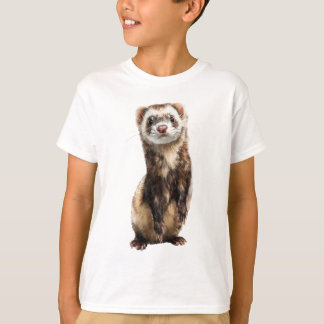 Curious Hand Drawn Standing Ferret Kids T-Shirt