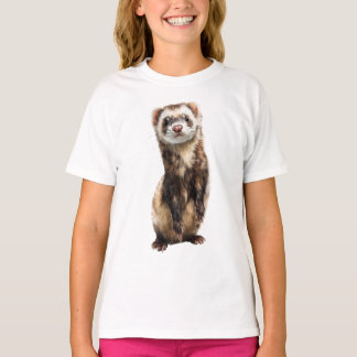 Curious Hand Drawn Standing Ferret Kids T-Shirt