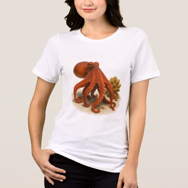 Curious in Coral Sands Tri-Blend Shirt (Front)