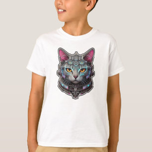 Curious Kitty in a Cyber Helmet T-Shirt