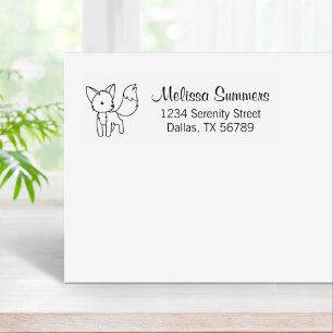 Curious Little Fox Address Rubber Stamp