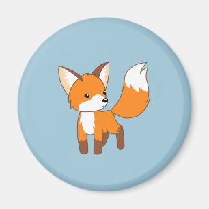 Curious Little Fox Blue Magnet