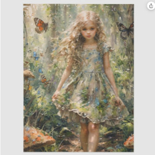 Curious Little Girl in a Whimsical Scene Tissue Paper
