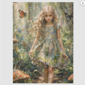 Curious Little Girl in a Whimsical Scene Tissue Paper