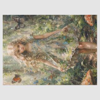 Curious Little Girl in a Whimsical Scene Tissue Paper