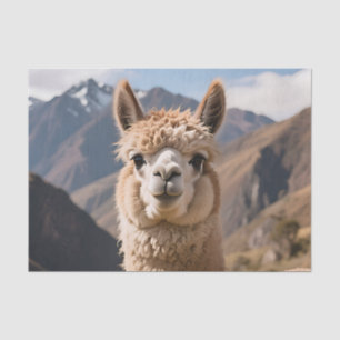 Curious Llama Mountain Portrait Tissue Paper