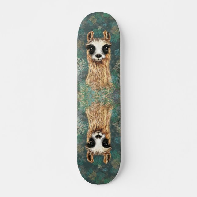 Curious Llama Skateboard Funny (Front)