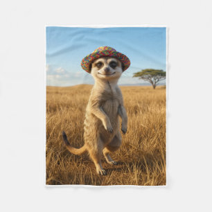 Curious Meerkat Standing In Sunny Savanna Fleece B Blanket