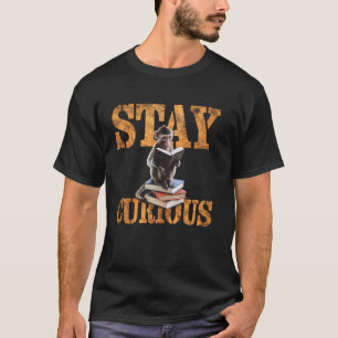 Curious Monkey Reading Book Lover Librarian Studen T-Shirt