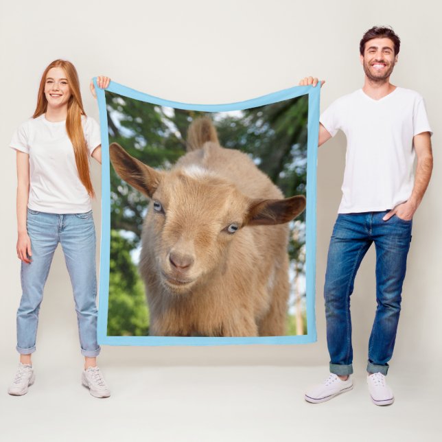 Curious Nigerian Dwarf Dairy Goat Kid Fleece Blanket (In Situ)