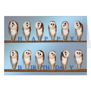 Curious owls birthday card.