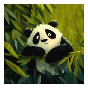 Curious Panda Bamboo Peek Photo Print