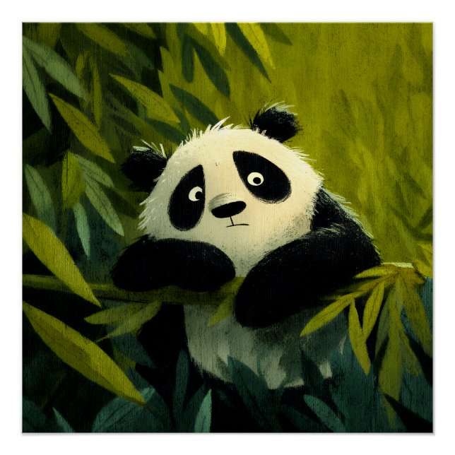 Curious Panda Bamboo Peek Poster (Front)