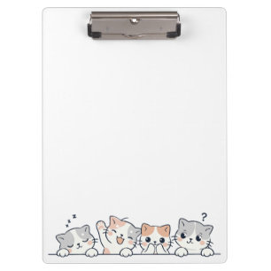 Curious Paws - Cute Cats Friends Peeking Clipboard