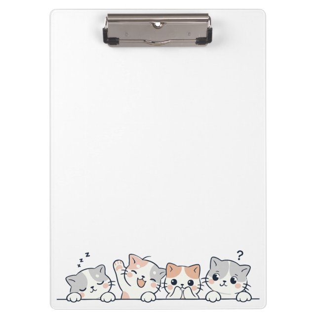 Curious Paws - Cute Cats Friends Peeking Clipboard (Front)