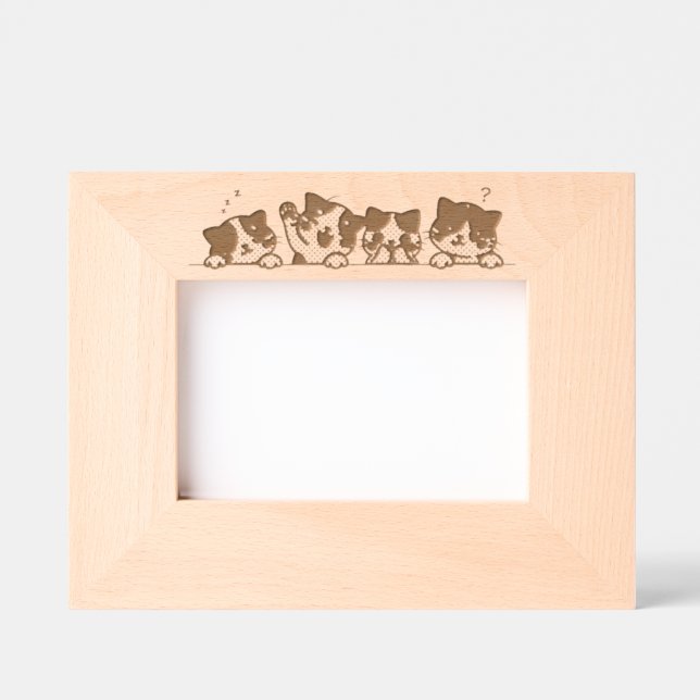 Curious Paws - Cute Cats Friends Peeking Etched Frames (Front)