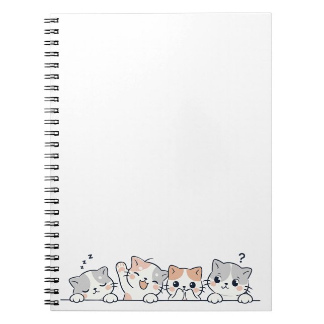 Curious Paws - Cute Cats Friends Peeking Notebook (Front)