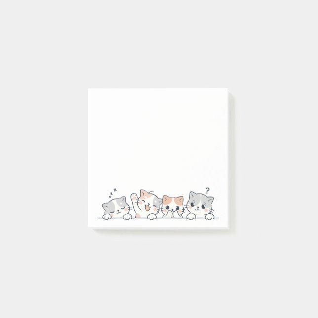 Curious Paws - Cute Cats Friends Peeking Post-it Notes (Front)