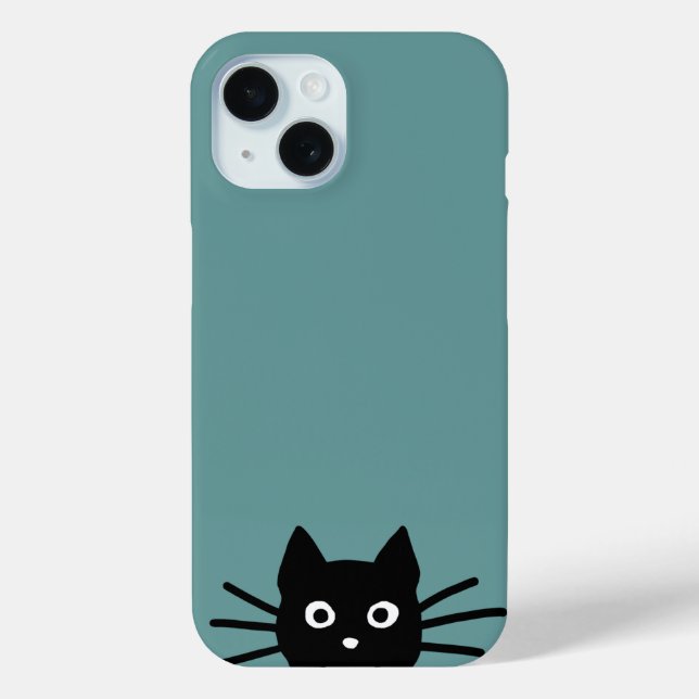 Curious Peeking Black Cat | Funny Feline Case-Mate iPhone Case (Back)