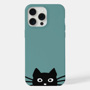 Curious Peeking Black Kitty Cat Cool Cat Lover's iPhone 15 Pro Max Case