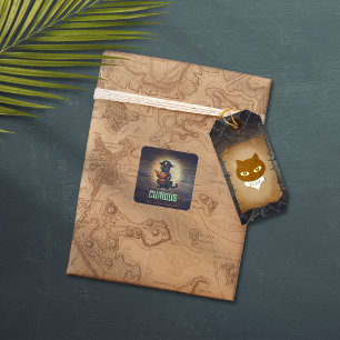 Curious pirate cat deciphers ancient mysteries squ square sticker