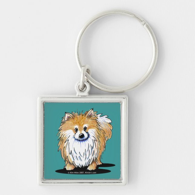 Curious Pomeranian Key Ring (Front)