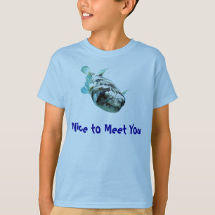 Curious Porcupine Pufferfish  "Nice to Meet You" T-Shirt