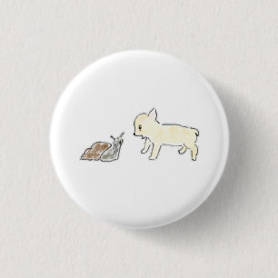 Curious Puppy and Snail Friendship Gift 3 Cm Round Badge