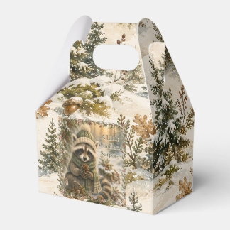 Curious Racoon Cosy Winter Woodland Birthday Favour Box