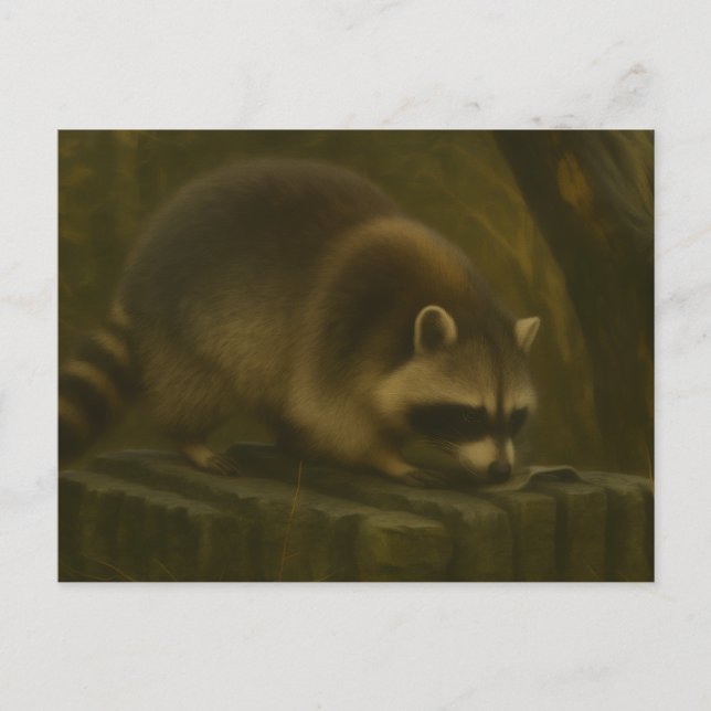Curious Racoon – Realistic Forest Wildlife Postcard (Front)