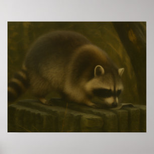 Curious Racoon – Realistic Forest Wildlife Poster