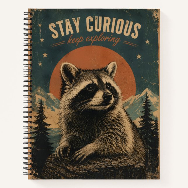 Curious Racoon Vintage  Notebook (Front)