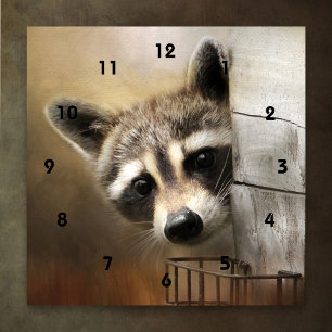 Curious Racoon Wall Clock