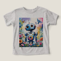 Curious Robot With Birds Butterflies And Flowers