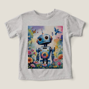 Curious Robot With Birds Butterflies And Flowers