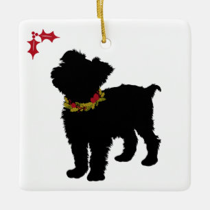 Curious Scuffy Mutt Christmas Ceramic Ornament