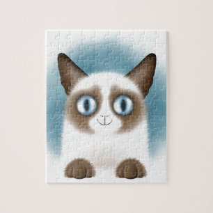 Curious Siamese Kitten Jigsaw Puzzle