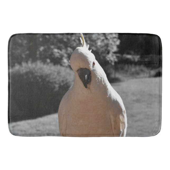 Curious Sulphur-Crested Cockatoo Bath Mat (Front)