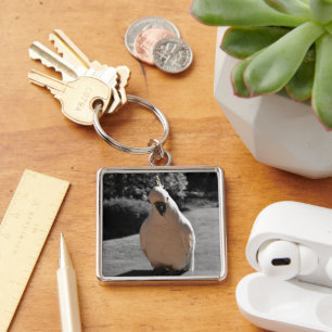 Curious Sulphur-Crested Cockatoo Key Ring