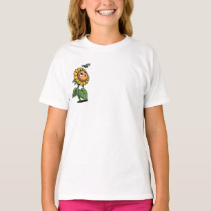 Curious Sunflower Watching Buzzing Bee Kids T-Shirt