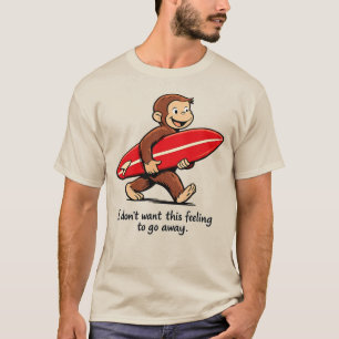 Curious Surfer Monkey , Nostalgic Summer Beach  T-Shirt