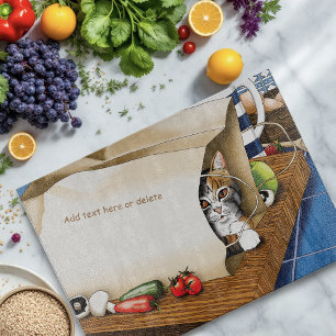 Curious Tabby Cat Grocery Bag Blue Cute      Cutting Board