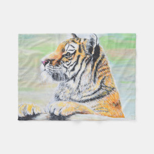 Curious Tiger Painting Fleece Blanket