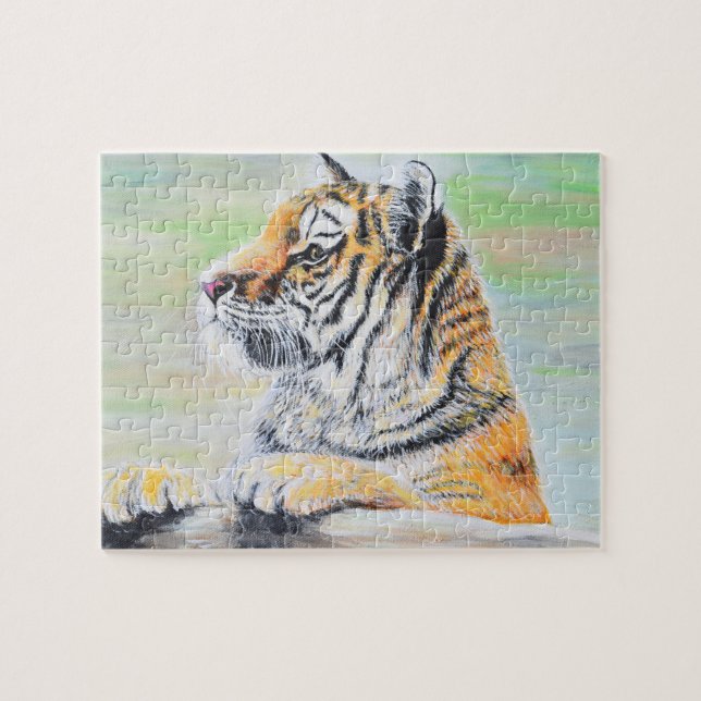 Curious Tiger Painting Jigsaw Puzzle (Horizontal)