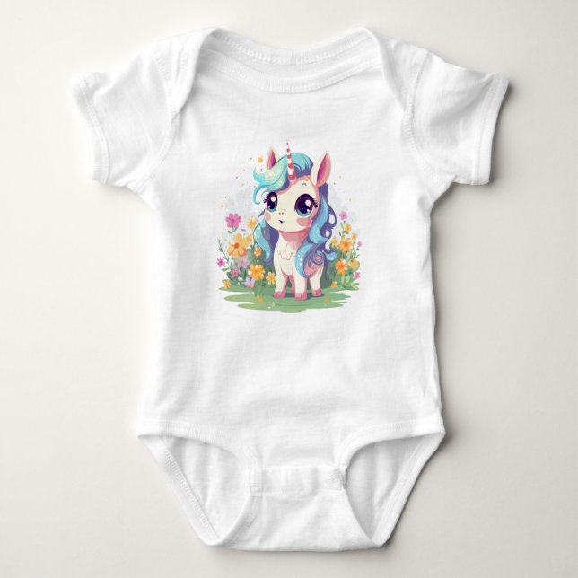 Curious Unicorn Baby Bodysuit (Front)