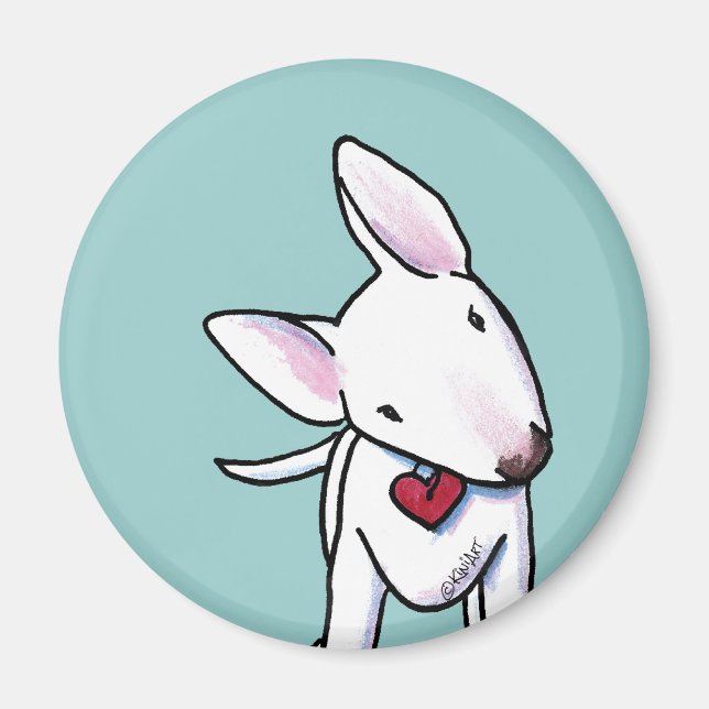 Curious White Bull Terrier Magnet (Front)